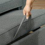Grey 2-Seater Convertible Sofa Bed with Wood Legs