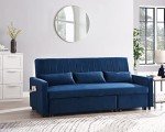 3-Seater Sofa Bed with Chaise in Blue Velvet