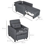 Compact Convertible Sofa Bed with Adjustable Backrest