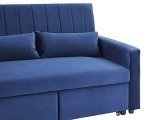 3-Seater Sofa Bed with Chaise in Blue Velvet