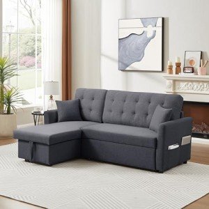 Terra Grey Pull-Out Sofa Bed with Storage