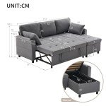 L-Shaped 3-Seater Sofa Bed with Storage – Grey