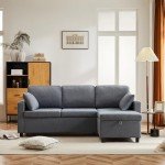 L-Shaped 3-Seater Sofa Bed with Storage – Grey