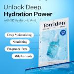 Torriden DIVE IN Hyaluronic Acid Facial Mask (10 sheets) | Extra Moisturizing Care | Hyaluronic Acid, Panthenol, Allantoin | Korean Face Mask