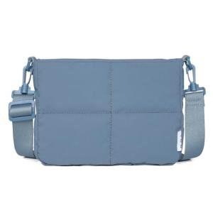 NOL Natural Organic Lifestyle Trendy Light-weight Small Quilted Puffy Crossbody Bag for Women, Waterproof with Removable Strap for Shopping, Travel and Work, Dusty blue