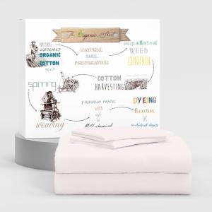 SUPREME ELEGANCE Organic Cotton Bed Sheets Full, 100% Cotton Blush Full Size Sheets Set, Deep Pockets Percale Sheets, Cool & Crisp, Blush