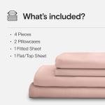 DOZ Sheet Set, 100% Viscose derived from Bamboo, Organically Grown, Buttery Soft, Cooling Sheets, High GSM, Deep Pockets - 4 Piece - 2 Pillowcases 1 Fitted 1 Top Sheet (Blush, Queen)