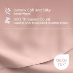 DOZ Sheet Set, 100% Viscose derived from Bamboo, Organically Grown, Buttery Soft, Cooling Sheets, High GSM, Deep Pockets - 4 Piece - 2 Pillowcases 1 Fitted 1 Top Sheet (Blush, Queen)