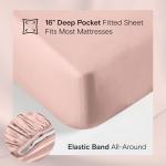 DOZ Sheet Set, 100% Viscose derived from Bamboo, Organically Grown, Buttery Soft, Cooling Sheets, High GSM, Deep Pockets - 4 Piece - 2 Pillowcases 1 Fitted 1 Top Sheet (Blush, Queen)
