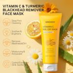 AMOADO Blackhead Remover Mask, Peel Off Face Mask with Vitamin C & Turmeric for Men and Women–Deep Cleansing Nose Facial Mask for Blackheads, Pores & Oil Control with Pimple Extractor and Brush