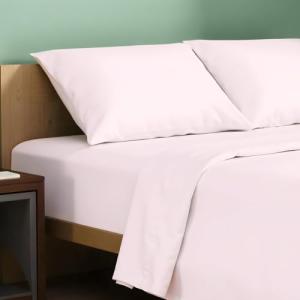 TEXAS LINEN CO. 100% Organic Cotton Sheets King Size - 4 PC Organic Cotton King Size Percale Weave Sheet Set, Soft, Cooling, Crisp & Breathable, 16" Deep Pocket Hotel Quality Bedding Set - Blush