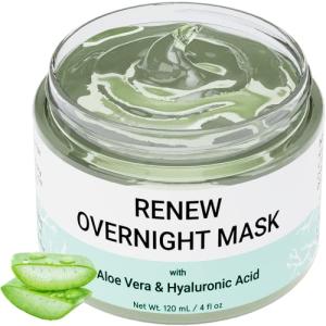 Doppeltree RENEW Overnight Face Mask with Aloe Vera Gel & Hyaluronic Acid, Anti Aging Hydrating Facial Mask for All Skin Types, Night Time Skin Care & Repair