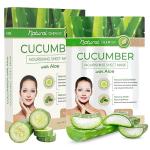 Natural Chemist Cucumber & Aloe Sheet Face Mask - Calms & Moisturizes, Reduces Puffiness, Hydrates, Soothes, Dermatologist Tested, Cruelty Free Korean Skin Care For All Skin Types - 5 Masks