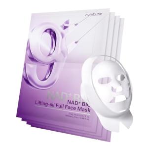 numbuzin No.9 Sheet Mask | NAD+ BIO Lifting-sil Full Face Mask | Improves Jawline, Jowls, Wrinkles, Neck Lines | Peptides, NAD+, Collagen | Skin Firmness | 4 Sheets + Lifting Band