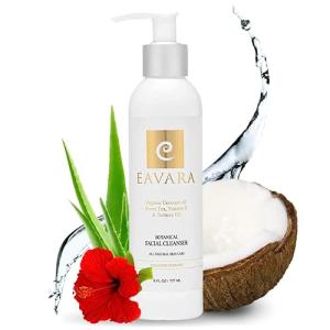 Eavara Organic Face Wash - Anti-Aging, Hydrating, Gentle Daily Cleanser for Women and Men with Coconut Oil, Aloe Vera, Activated Charcoal, and Vitamin C and E