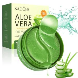 Aloe Vera Eye Mask- 60 PCS Aloe Vera Under Eye Patches-Under Eye Patches for Dark Circles,Eye Puffiness & Dark Circles Treatment,Reduces Wrinkles & Fine Lines,Improves & Firms Eye Skin