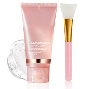 Ayzololo Collagen Night Wrapping Mask,Overnight Collagen Wrapping Mask,Collagen Peel Off Face Mask,Elasticity and Hydration Care,2.53 fl.oz(Brush Included)