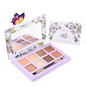 ONLYBETTER Matte Nude Eyeshadow Palette, 8 Shades High Pigmented Organic Long Lasting Vegan Palette with Brush