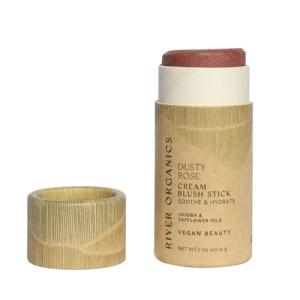 River Organics Blush Multi-Use Stick, Cream-to-Powder, Hydrating & Long-Lasting, Plastic-Free, Shade “Dusty Pink”