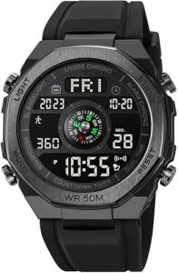 findtime Pedometer Watch, Digital Steps Calorie Counter Without Bluetooth No App Required No Phone Needed Fitness Tracker with Distance Dual Time Countdown Stopwatch