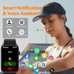 Fitness Tracker Smart Watch with LED Flashlight, 24/7 Stress/SpO2/Heart Rate Monitor, Sleep Tracker 100+ Sport Modes Step Calorie Counter Pedometer IP68 Waterproof for Android iOS (Bluetooth, Black)