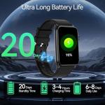 Fitness Tracker Smart Watch with LED Flashlight, 24/7 Stress/SpO2/Heart Rate Monitor, Sleep Tracker 100+ Sport Modes Step Calorie Counter Pedometer IP68 Waterproof for Android iOS (Bluetooth, Black)