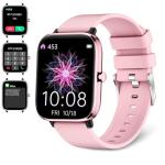 Smartwatch for Women - Call, Fitness Tracker, Heart Rate & Sleep Monitor, 1.69" Touch Screen, Waterproof - For Android & iPhone, Pink