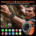 Smart Watch (Call/Notification),1.52'' Military Smart Watches for Men, Two Style Kits,Flashlight,100+Sport Modes/Heart Rate/Sleep Monitor/Pedometer, Fitness Tracker Android Phones iPhone Compatible