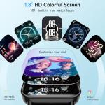 Smart Watches for Men, Alexa Built-in, 1.8" Smartwatch with Heart Rate/SpO2/Sleep/Stress, IP68 Waterproof Fitness Tracker with Bluetooth Call (Answer/Make), 101+ Sports Modes, for Android & iPhone