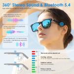 Smart Translation Sunglasses AI Shades 11H Battery Life Voice Assistant Blue ×2 