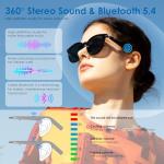 GetD AI Glasses, AI Translator Powered by ChatGPT, AI Assistant, Bluetooth Smart Glasses for Men & Women, Polarized Sunglasses, Audio Smart Eyewear for Gaming Travel Meeting Memos, Earphone Glasses