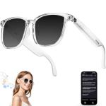 kvsju AI Smart Glasses with Chat GPT,Bluetooth Glasses with 150+ Translation,Smart Glasses for Men&Women,Multifunctional Bluetooth Glasses for Men(White)