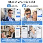 2BB Smart Translation Glasses for Men with Chat GPT, AI Sunglasses with VideoCall Translation Compatible for Android iOS, Bluetooth Calls, 50 Hour Battery Life, UV Protection, Voice Control