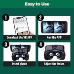 VR Headset for Phone with Controller, Anti-Blue Lens PD & Fl Adjustable Virtual Reality Goggles Set for Kids and Adults, Compatible with iPhone 16/15/14/13/12 Samsung Android 4.5-6.7"