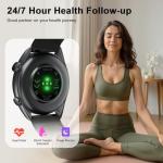 Smart Watches for Men Women(Answer/Make Calls), 1.43" AMOLED HD with 100+ Sport Modes, Heart Rate/Sleep Monitor/Steps/Calories/IP68 Waterproof Fitness Tracker, smartwatch for Android iOS,Black