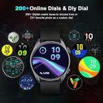 Smart Watches for Men Women(Answer/Make Calls), 1.43" AMOLED HD with 100+ Sport Modes, Heart Rate/Sleep Monitor/Steps/Calories/IP68 Waterproof Fitness Tracker, smartwatch for Android iOS,Black