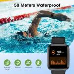 Fitness Tracker Watch with Heart Rate Monitor, Large Screen Activity Tracker with Pedometer, Sleep Monitor, Calories & Step Counter, 5ATM Waterproof Smart Watch for Women Men Fitness Watch for Sports