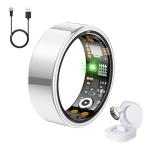 Health Tracker Ring, Smart Health Ring for Women Men with Heart Rate, Blood Oxygen, Sleep Monitor, Steps,Calories, No Subscription Fee, IP68 Waterproof Smart Ring for iPhone & Android (Silver, 7#)