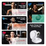 Health Tracker Ring, Smart Health Ring for Women Men with Heart Rate, Blood Oxygen, Sleep Monitor, Steps,Calories, No Subscription Fee, IP68 Waterproof Smart Ring for iPhone & Android (Silver, 7#)