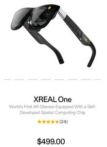XREAL One AR Glasses with X1 Chip and HD Display