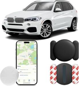 Car GPS Tracking Device for Vehicles,Cars etc,Real Time Vehicle Tracker with Magnetic Case,Work with Apple Find My(iOS Only),No Monthly Fee (Black,1PCS)