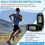 Xuhal 2 Pcs 3D Pedometer for Walking Step Counter with Removable Clip and Lanyard USB Rechargeable Step Tracker Accurately Pedometer for Seniors Men Women Exercise Fitness, Black