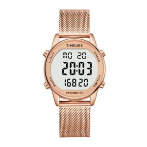 TIMEURE Women's Rose Gold Pedometer Watch