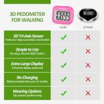 3D Pedometer with Clip, Accurate Step Counter