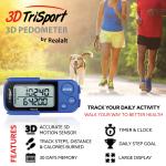 Realalt 3DTriSport 3D Pedometer with Clip and Strap