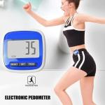 Blue Clip-On LCD Pedometer for Steps and Calories