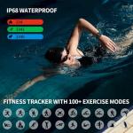 KEEPONFIT Smart Watch for Men, Answer/Make Bluetooth Calls, Metal Frame 1.8" Alexa Built-in Fitness Tracker with IP68/100 Sports Modes/Heart Rate/SpO2/Stress/Sleep Monitor for iOS/Android (Black)