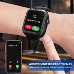 KEEPONFIT Smart Watch for Men, Answer/Make Bluetooth Calls, Metal Frame 1.8" Alexa Built-in Fitness Tracker with IP68/100 Sports Modes/Heart Rate/SpO2/Stress/Sleep Monitor for iOS/Android (Black)