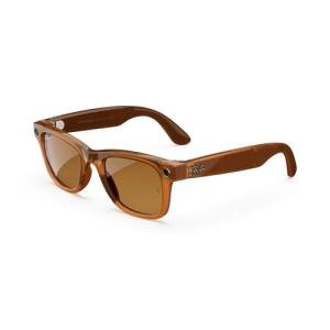 Meta Ray-Ban Wayfarer (Large) Smart Glasses - Shiny Caramel Transparent, Polarized Brown