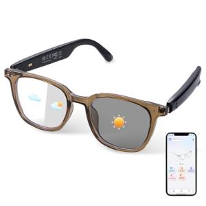 AI Smart Glasses for Men & Women, AI-Powered By Live Recording/Simultaneous Interpretation/Real-Time Translation, Noise Reduction, Translation Glasses with Photochromic Lenses, Support 160+ Languages